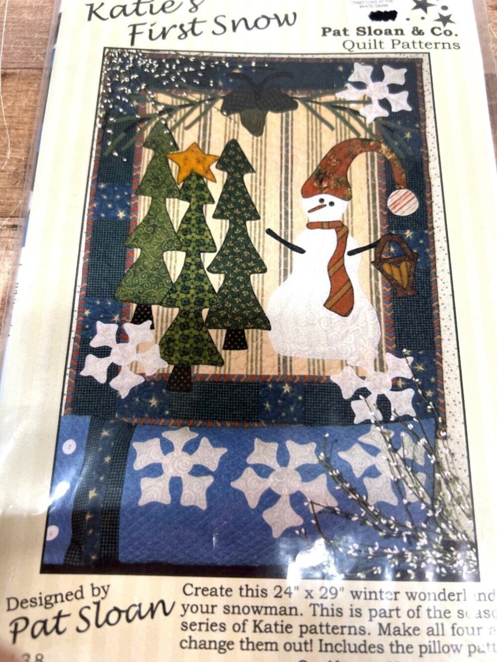 Katies First Snow Quilt Pattern  Pat Sloan & Co. 24"x29" Winter Appliqué Design